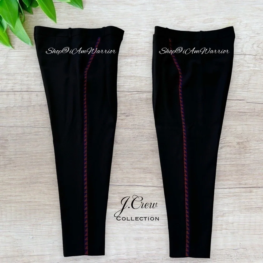 J.Crew Collection NWT beaded side stripe navy tuxedo ankle pant *shop@iamwarrior